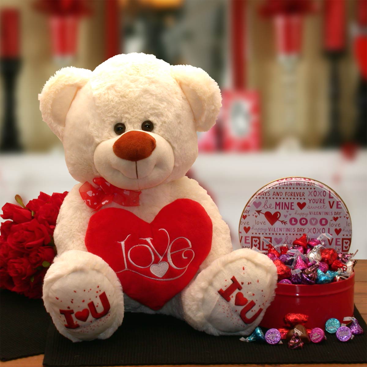 Love & Kisses Valentine Teddy Bear Gift Set, Gift Baskets Drop Shipping - A Blissfully Beautiful Boutique