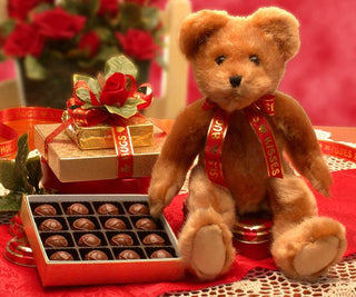 Valentine Hugs & Kisses Teddy Bear & Chocolates, Gift Baskets Drop Shipping - A Blissfully Beautiful Boutique