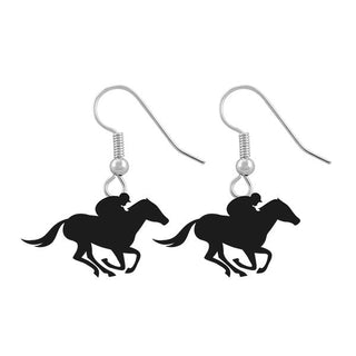 Black Derby Horse Earrings