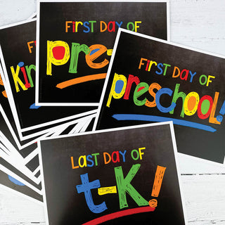 First & Last Day of School Signs | Photo Prop Deck | 17 Grades including T-K | (4) Styles - Denise Albright® 