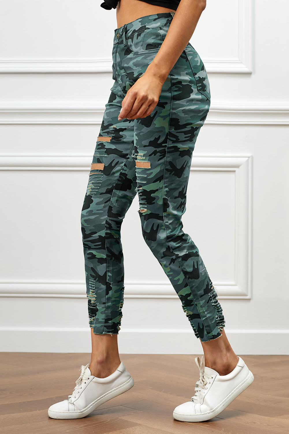 Distressed Camouflage Jeans - A Blissfully Beautiful Boutique