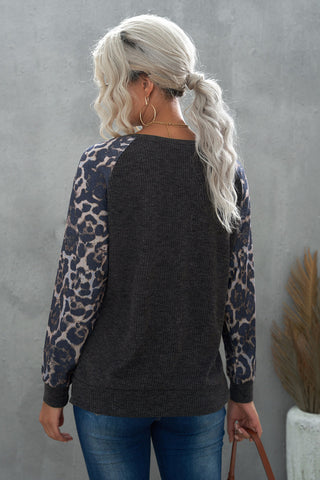 Leopard Raglan Sleeve Tee, Trendsi - A Blissfully Beautiful Boutique