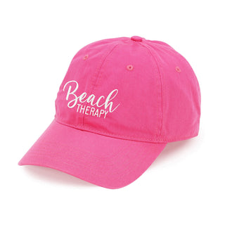 Beach Therapy Embroidered Hot Pink Cap