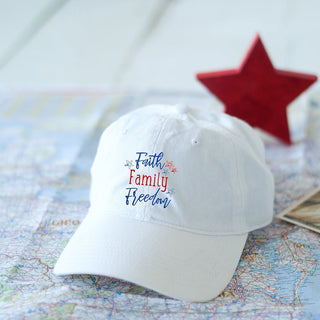 Faith Family Freedom White Cap