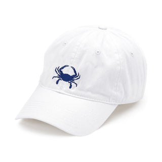 Navy Crab Embroidered White Cap