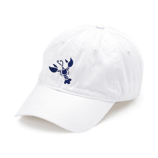 Navy Lobster Embroidered White Cap