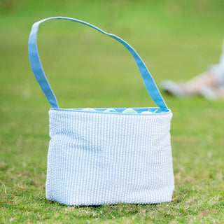 Blue Seersucker Bucket