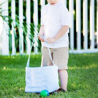 Blue Seersucker Bucket