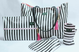 Mommy Junkie Collection - Glam Stripe (Blue or Pink Zippers)