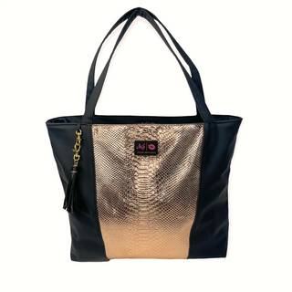 Makeup Junkie - Two-Faced Rose Gold Python Tote
