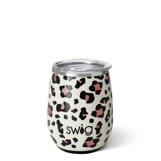 Swig - Luxy Leopard Stemless Wine Cup (14oz) - A Blissfully Beautiful Boutique