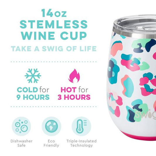 Swig - Party Animal Stemless Wine Cup (14oz) - A Blissfully Beautiful Boutique