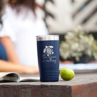 The Ocean is Calling Navy 20oz Insulated Tumbler