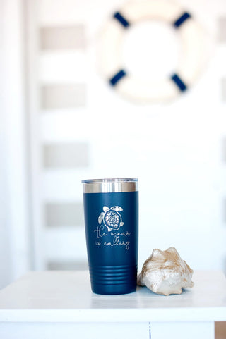 The Ocean is Calling Navy 20oz Insulated Tumbler