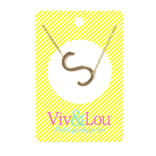 S Gold Initial Necklace