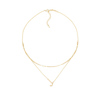 J Gold Double Chain Necklace
