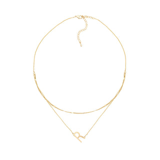 R Gold Double Chain Necklace